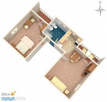 Plan Biograd na Moru, Plan u smještaju tipa apartment, WIFI.