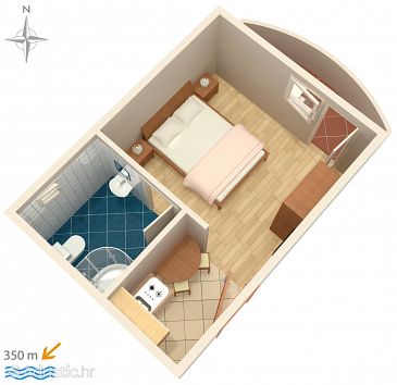 Plan Vinišće, Plan u smještaju tipa studio-apartment, WIFI.