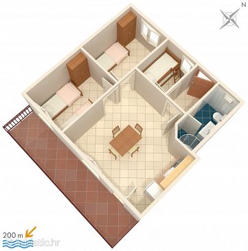 Plan Marušići, Plan u smještaju tipa apartment.
