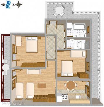 Plan Slatine, Plan u smještaju tipa apartment, dopusteni kucni ljubimci i WIFI.