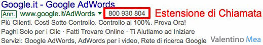 Estensioni di Chiamata Google AdWords