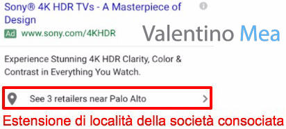 Estensioni di località della società consociata AdWords