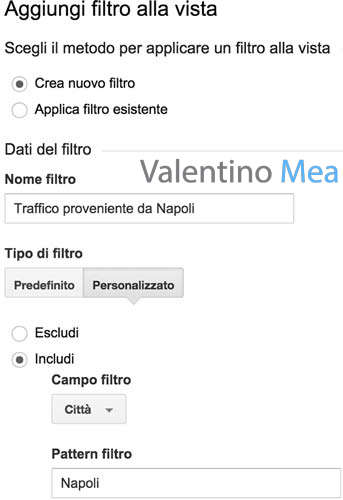 vista filtrata per traffico proveniente da città
