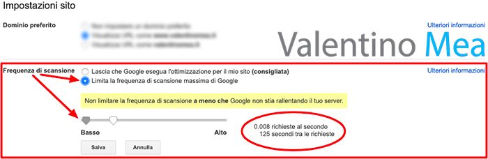 Frequenza di scansione massima Google Search Console