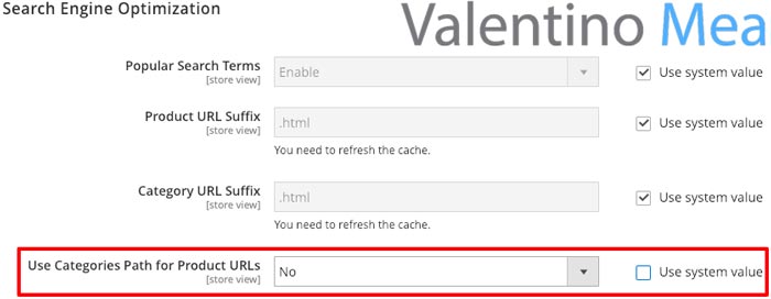 Rimuovere categoria da URL prodotto Magento