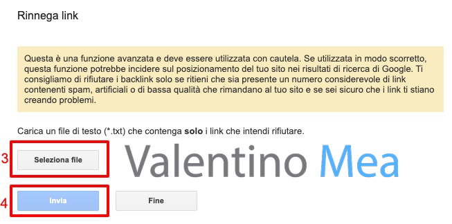 Caricare il file dei link rifiutati
