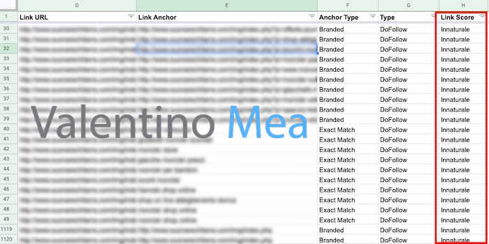 Esempio Analisi Backlink con Excel