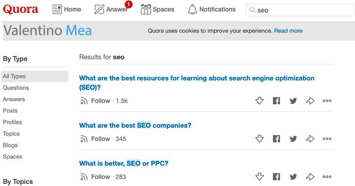 Quora esempio analisi topic