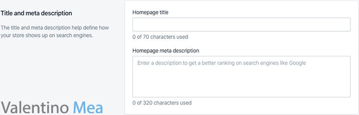 Shopify modificare tag title Homepage