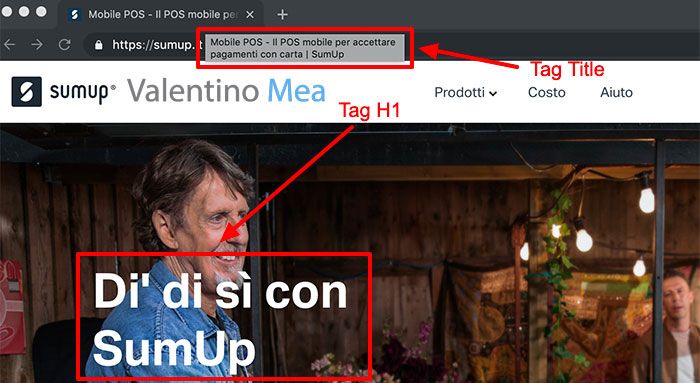 Esempio di tag H1 ottimizzato per la home page