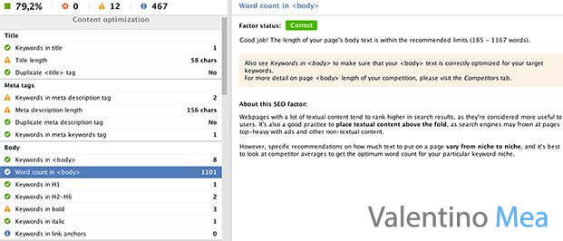 WebSite Auditor page audit