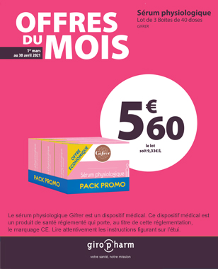 Offre Spéciale SERUM PHYSIOLOGIQUE