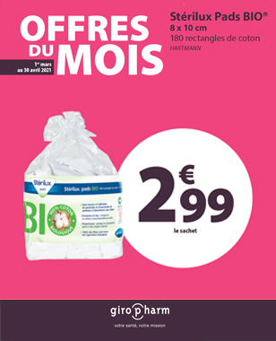 Offre Spéciale STERILUX PADS BIO