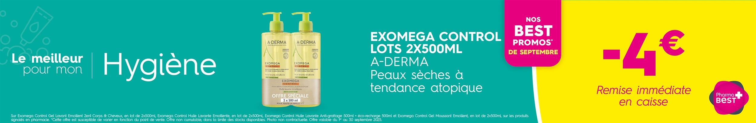 EXOMEGA CONTROL LOTS 2X500ML A-DERMA