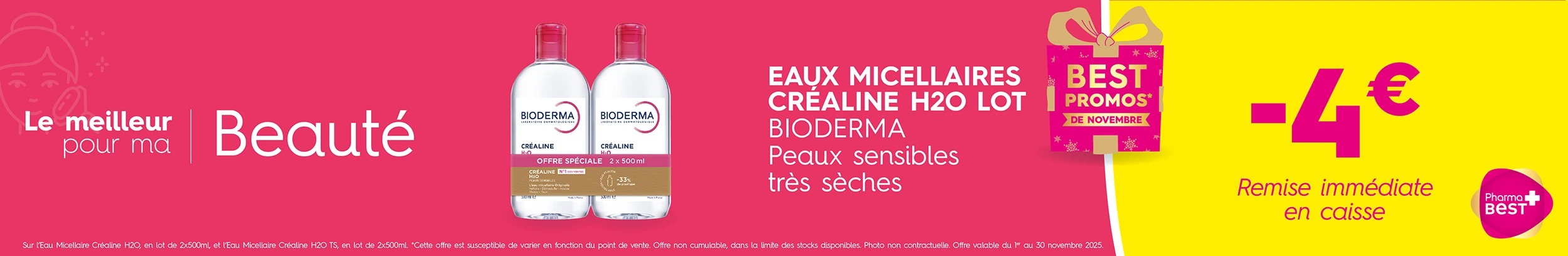 EAUX MICELLAIRES CREALINE H2O LOT BIODERMA c&c