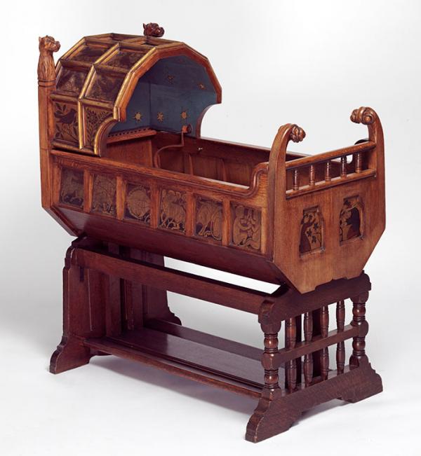 Cradle, Richard Norman Shaw, 1861. Museum no. CIRC.847:1 to 3-1956. © Victoria and Albert Museum, London