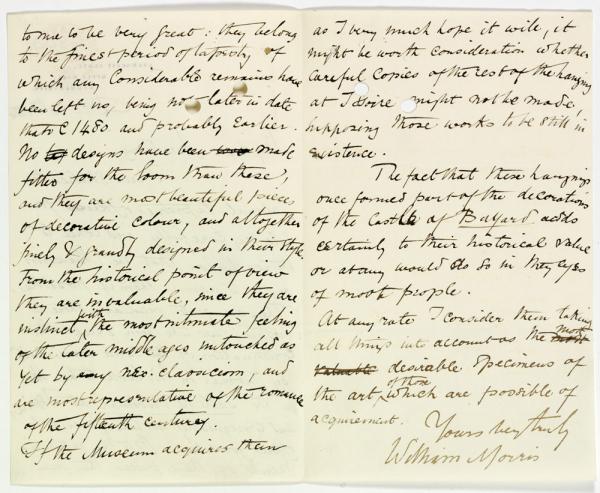 Pages of a letter from William Morris