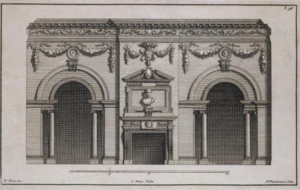 Engraving of the Great Dining Room at Houghton Hall, designed by William Kent, drawn and published London, 1743, by Isaac Ware