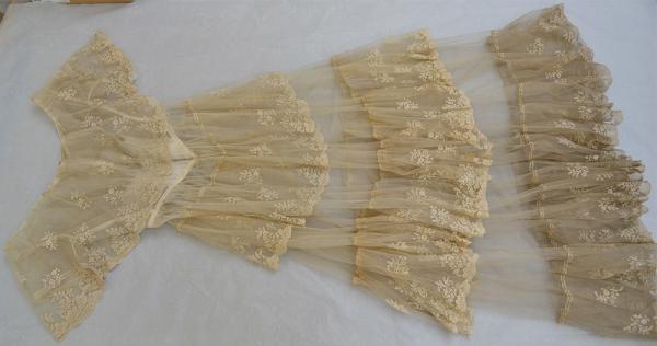 Detail of the dirty hem of the wedding dress