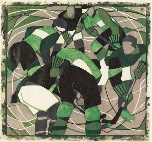 Ice Hockey, print, Lill Tschudi, 1933. Museum no. CIRC.163-1933. © Victoria and Albert Museum, London