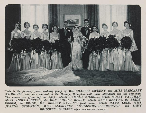 The wedding group of Mr Charles Sweeny & Miss Margaret Whigham, photographed by Lenare; from The Sketch, March 1st 1933. © Victoria and Albert Museum, London