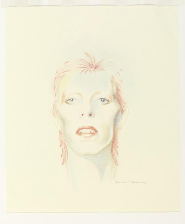 David Bowie Then: 1973; David Bowie portrait, pastel on paper, 2013 by Barbara Nessim