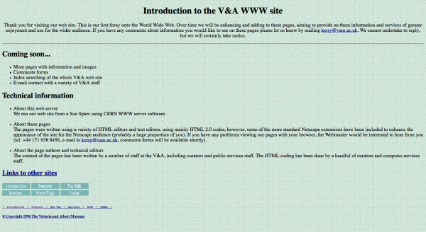 V&A website 1996
