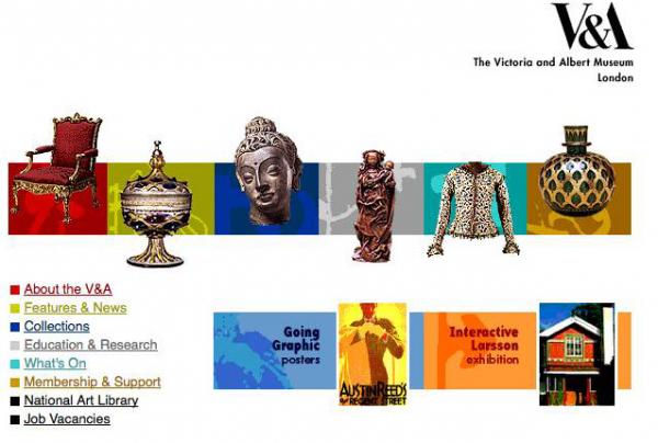 V&A website, 1998. © Victoria and Albert Museum, London