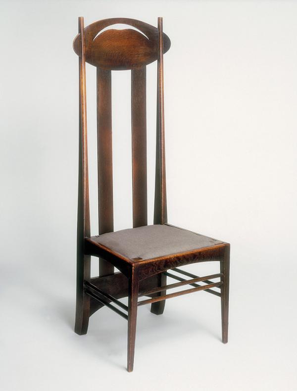 Chair, Charles Rennie Mackintosh, Glasgow, 1897 - 1900. Museum no. CIRC.130:1, 2-1958 © Victoria and Albert Museum, London. 