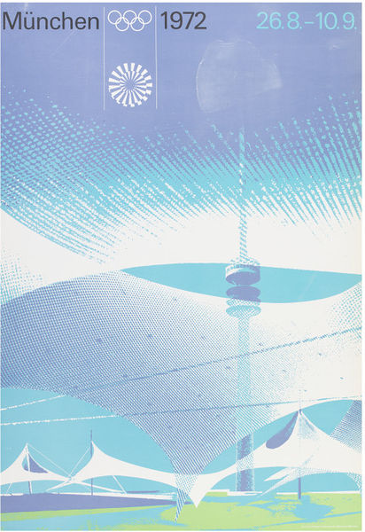 Poster showing Munich Olympic stadium