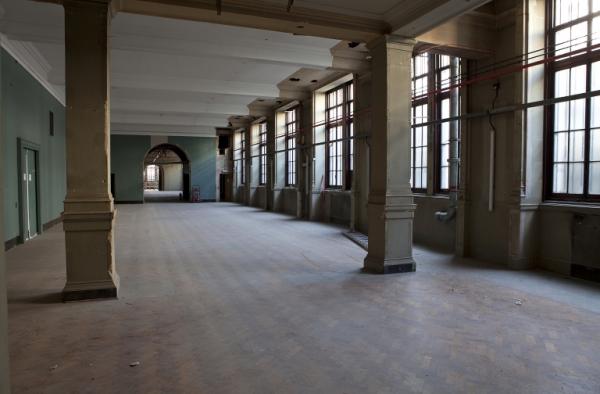The stripped-out galleries, showing off the Aston Webb architecture