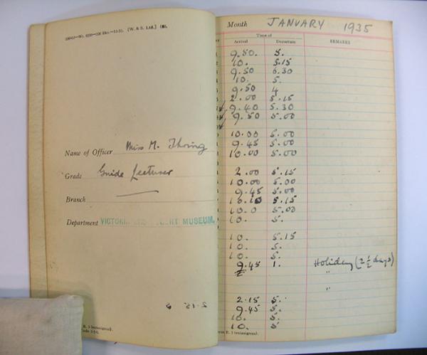 Marion Thring’s attendance book