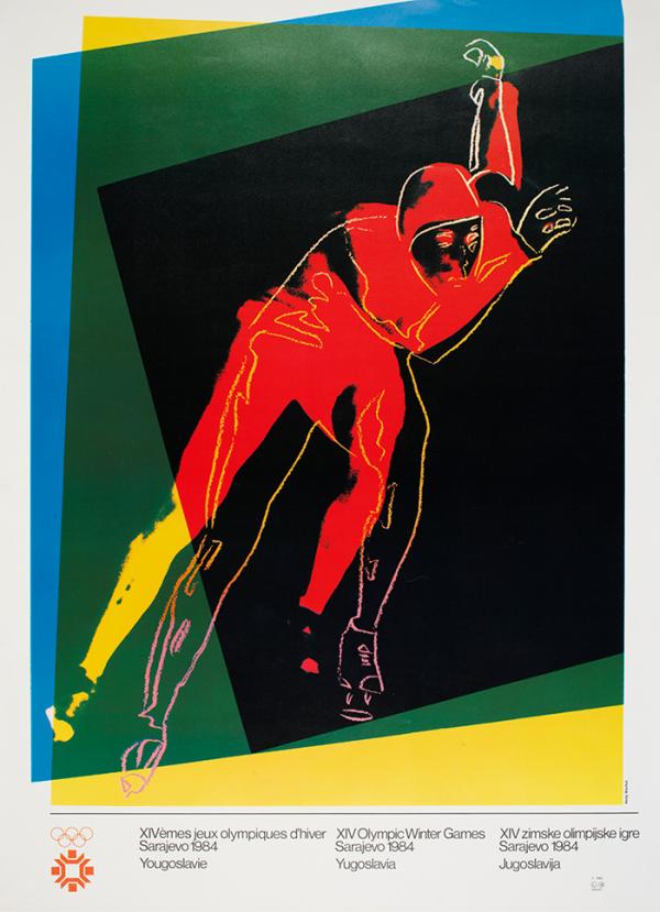 Speed skater, poster, Adny Warhol, about 1983. Museum no. E.3185-2007. © Victoria and Albert Museum. 