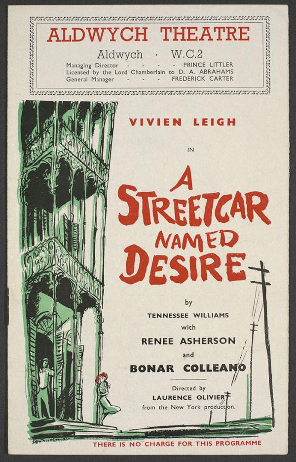 Programme for A Streetcar Named Desire starring Vivien Leigh at Aldwych Theatre, 1949. © Victoria and Albert Museum, London