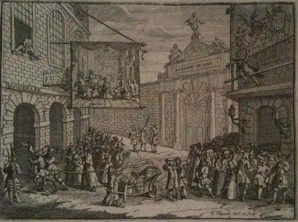 William Hogarth, 'Masquerades and Operas, Burlington-gate, or 'The Bad Taste of the Town', 1724. Engraving and etching. Museum n