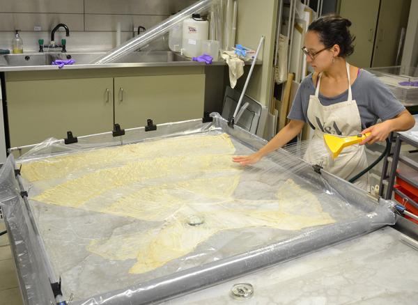 Rinsing detergent out of the wedding dress