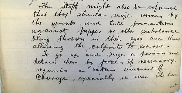 Advice on apprehending a suffragette