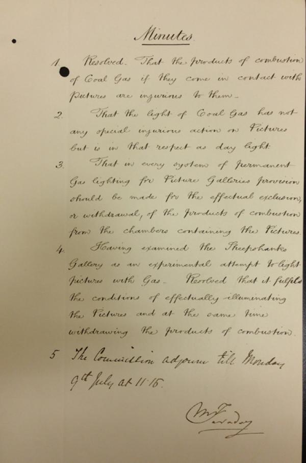 Minutes of the Commission signed by Faraday
