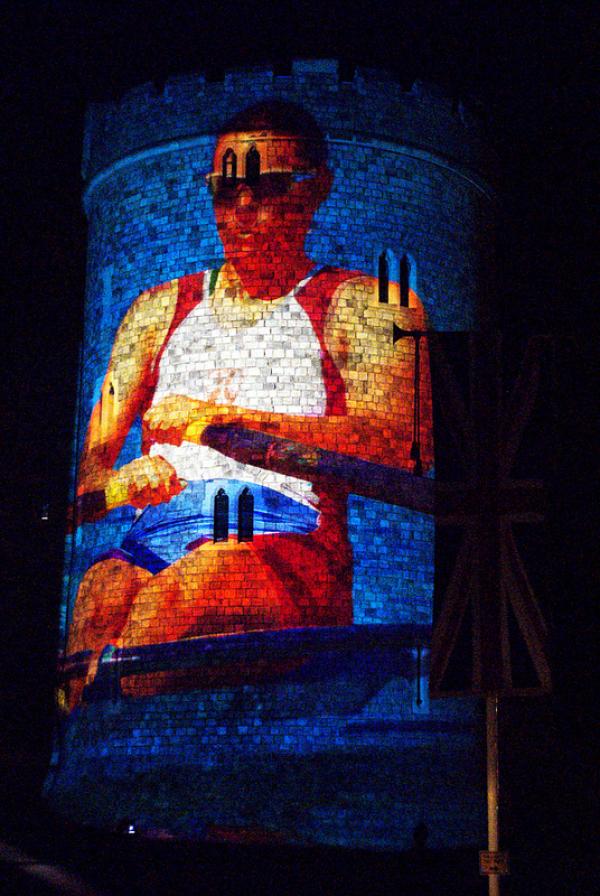 projection of rower on Windsor castle
