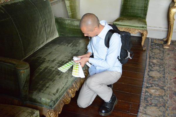 The designers try and match the colour of the green velvet sofa