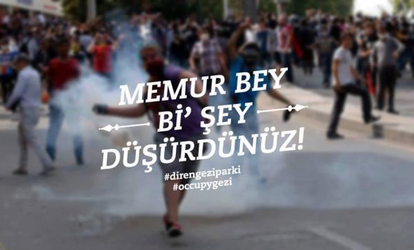 Digital poster depicting a protester throwing a tear gas canister 