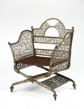 Armchair, steel and copper, gilded and silvered, Russian (Tula, Imperial Armouries), 1740-50 (V&A 1387-1888) Tula armchair