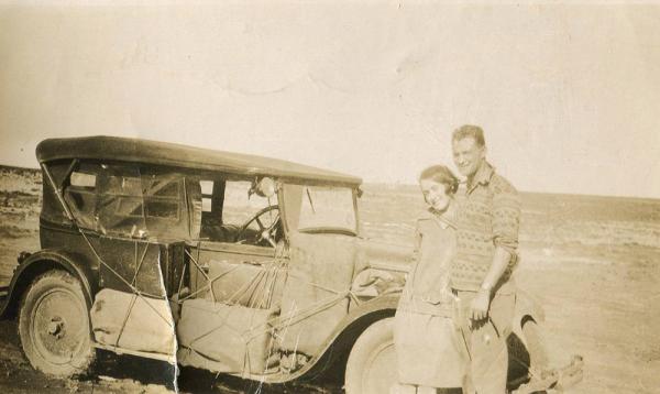 Photograph of Ian's parents on the way to Namaqualand, 1920's. © Ian Rakoff Photograph of Ian's parents on the way to Namaqualand, 1920's. © Ian Rakoff