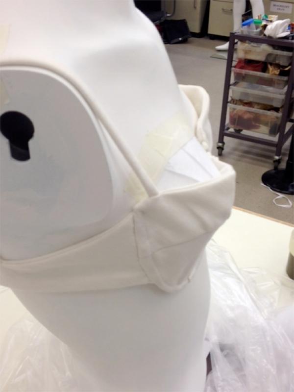 A temporary form was then made to fit under the bikini to help to visualise the finished shape of the bust.