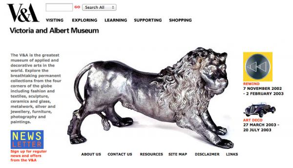 V&A website, 2002. © Victoria and Albert Museum
