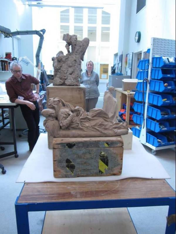 'Mini-mock-up' in the Sculpture Conservation studio
