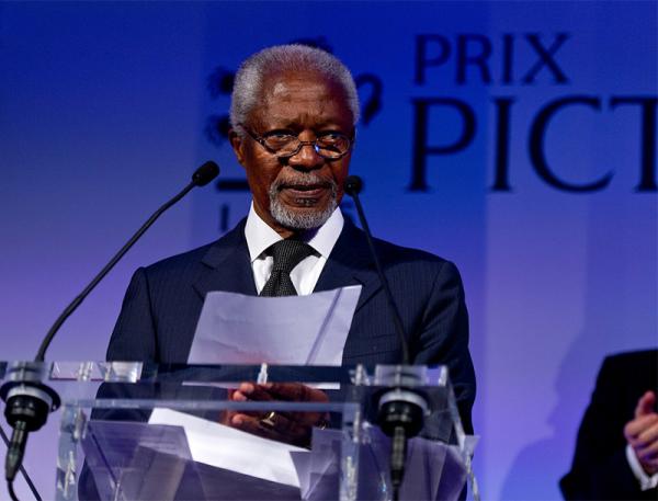 Kofi Annan speaking at the Prix Pictet awards ceremony. © Ben Pruchnie Photography 2012