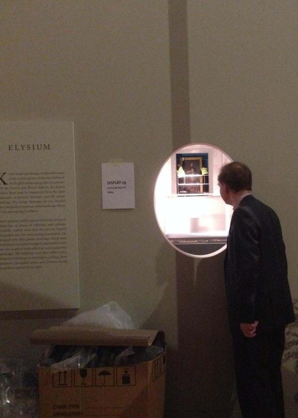 Sssssh.. can you see them? The 'William Kent' curator Julius Bryant catches a glimpse of some exhibition elves hard at work