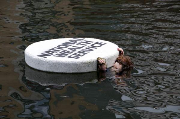 Protest prop floating on Regent's Canal