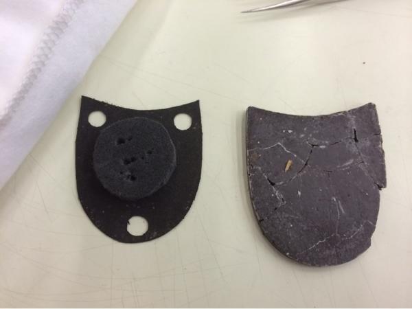 A circular piece of plastazote foam was attached to a sheet of thicker Reema